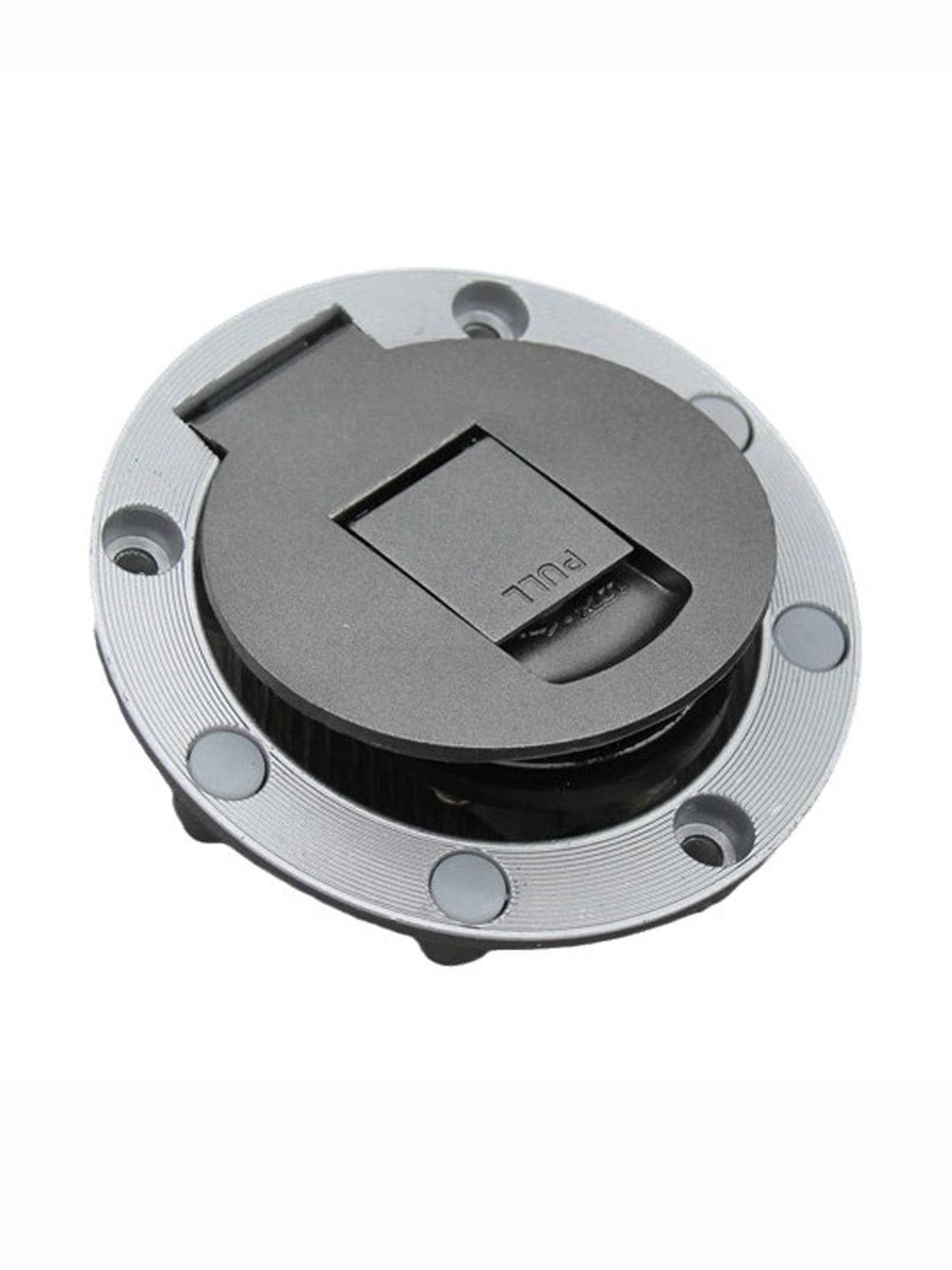 Крышка бензобака с ключом для мотоцикла Yamaha (R1, R6, FZR, XJR, TDM, FZ). Откидная пробка бака металлическая, серебристая